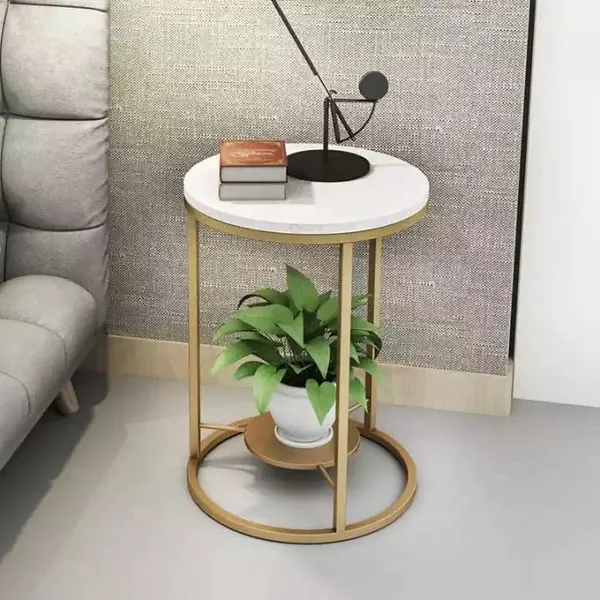 Gold_Home_D?Cor_Furniture_2-Tier_Corner_Side_End_Table_Small_Marble_Coffee_Table_With_Round_Wrought_Iron_Shelf,_Living_Room_Furniture
