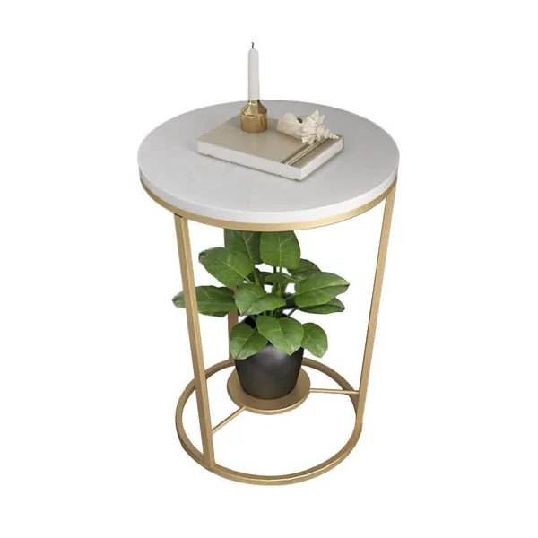 Gold_Home_D?Cor_Furniture_2-Tier_Corner_Side_End_Table_Small_Marble_Coffee_Table_With_Round_Wrought_Iron_Shelf,_Living_Room_Furniture