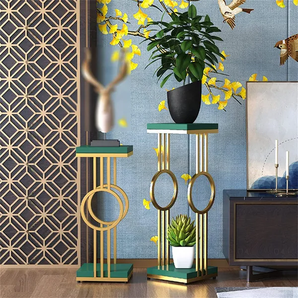 Set_of_2_Gold_Slim_Bedside_Tables_Green_Wood,_Industrial_Style_with_2-Tier_Storage_for_Bedroom,_Living_Room_&_Hallway