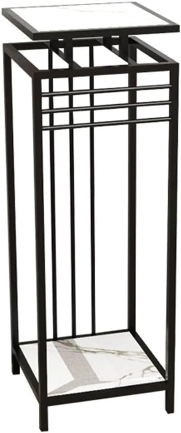 Gold_Plant_Table_Indoor,Flower_Pot_Holder_With_2_Tier_Square_Shelving_Unit,Living_Room