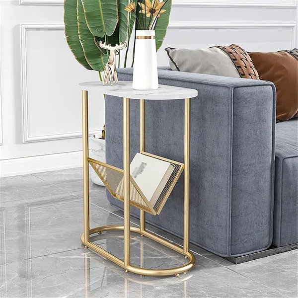 Gold_Metal_Coffee_Table_with_Iron_Magazine_Rack__Modern_Bedside_&_Accent_End_Table_with_Storage_&_Stability