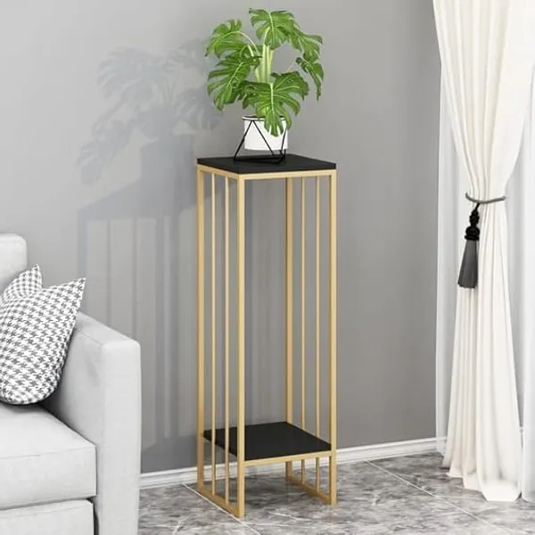 WESTON_CRAFTS_Metal_Plant_Stand_Indoor,_Black_MDF_Top_Stand_Holder_for_Indoor_Plants,_26_Inch_Two_Tier_Modern_Corner_Flower_Pots_Planter_Stand_for_Living_Room_Balcony