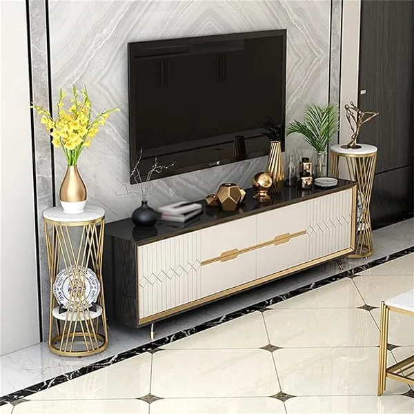 WESTON_CRAFTS_Round_Pedestal_Tables,_2_Layer_Marble_Side_Tables_Sofa_Tables,_Balcony_Living_Room_Corridor_Plant_Rack,