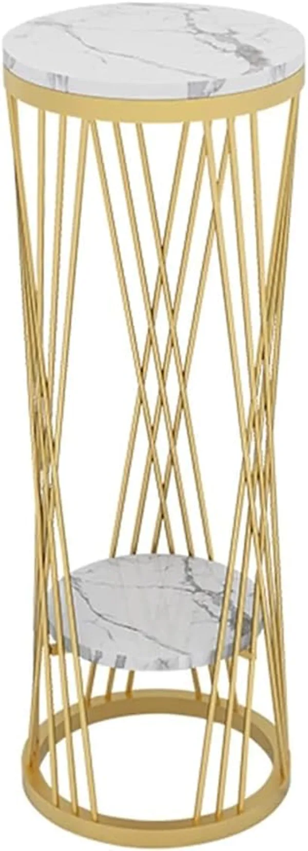 WESTON_CRAFTS_Round_Pedestal_Tables,_2_Layer_Marble_Side_Tables_Sofa_Tables,_Balcony_Living_Room_Corridor_Plant_Rack,