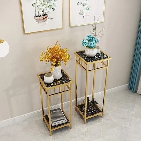 WESTON_CRAFTS__2-Tier_MDF_Side_Table_Living_Room_Balcony_Decoration_Table,_Flower_Stand,_Set_of_2
