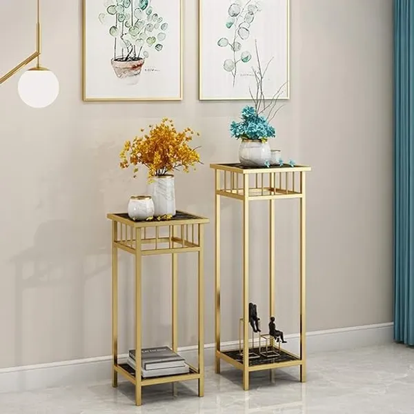 WESTON_CRAFTS__2-Tier_MDF_Side_Table_Living_Room_Balcony_Decoration_Table,_Flower_Stand,_Set_of_2