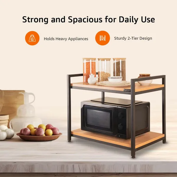 Weston_Crafts_2-Tier_Microwave_Oven_Stand_for_Kitchen_Counter_|_Metal_Frame_Storage_Rack_with_Wooden_Shelves_|_Multi-Purpose_Kitchen_Organizer_for_Microwave,_Spices_&_Appliances