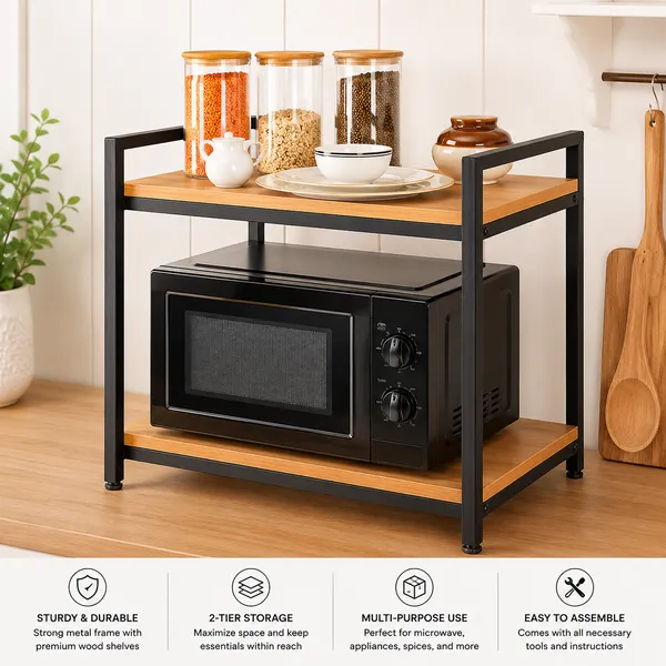 Weston_Crafts_2-Tier_Microwave_Oven_Stand_for_Kitchen_Counter_|_Metal_Frame_Storage_Rack_with_Wooden_Shelves_|_Multi-Purpose_Kitchen_Organizer_for_Microwave,_Spices_&_Appliances