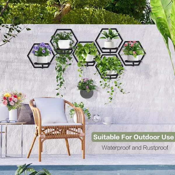Weston_Crafts_3_Packs_Wall_Planters_for_Indoor_Plants,_Metal_Plant_Holder_Hanger_Wall_Decor_Mounted_Hanging_Window_Shelves_Outdoor_Rack(Black)