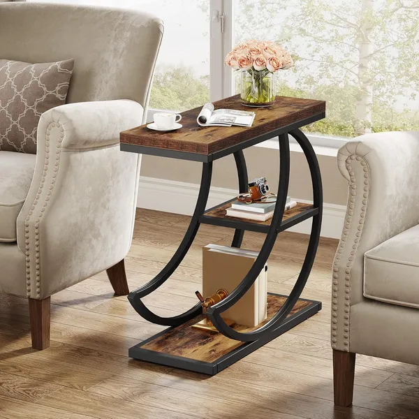 Weston_Crafts_3-Tier_Side_Table,_Industrial_Side_Tables_with_3_Shelves,_Coffee_Table,_Sofa_Table_with_Crescent_Metal_Frame_for_Living_Room,_Bedroom,_Rustic_Brown