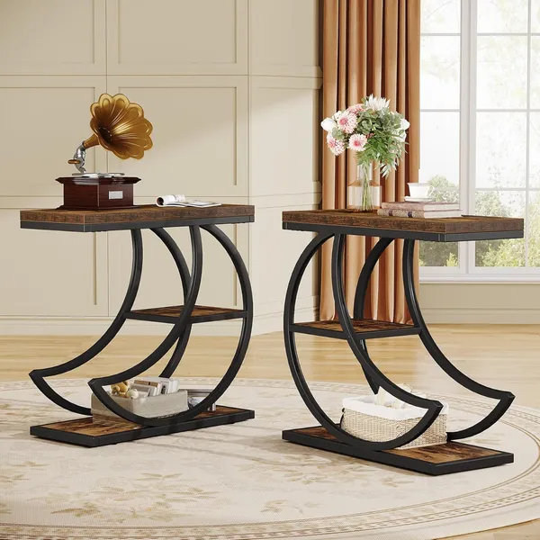 Weston_Crafts_3-Tier_Side_Table,_Industrial_Side_Tables_with_3_Shelves,_Coffee_Table,_Sofa_Table_with_Crescent_Metal_Frame_for_Living_Room,_Bedroom,_Rustic_Brown