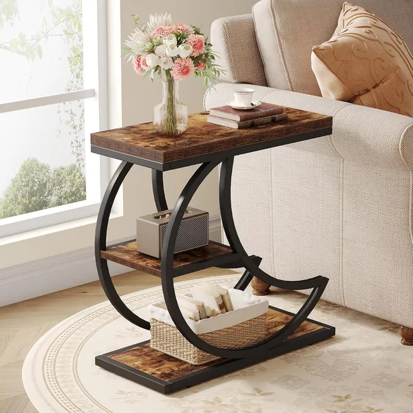 Weston_Crafts_3-Tier_Side_Table,_Industrial_Side_Tables_with_3_Shelves,_Coffee_Table,_Sofa_Table_with_Crescent_Metal_Frame_for_Living_Room,_Bedroom,_Rustic_Brown