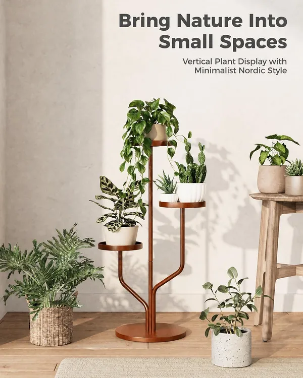 Weston_Crafts_3_Tier_Tall_Flower_Holder_for_Living_Room,Bedroom_Decor,Balcony_(Brown)