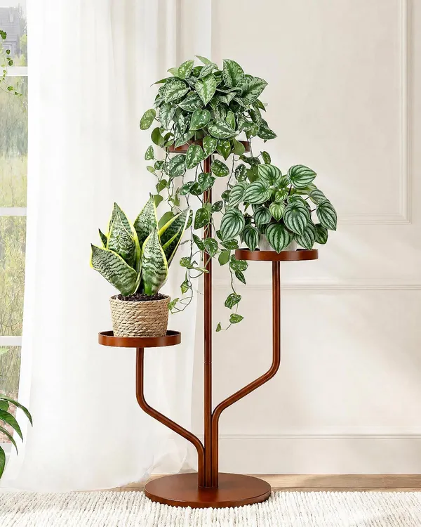 Weston_Crafts_3_Tier_Tall_Flower_Holder_for_Living_Room,Bedroom_Decor,Balcony_(Brown)