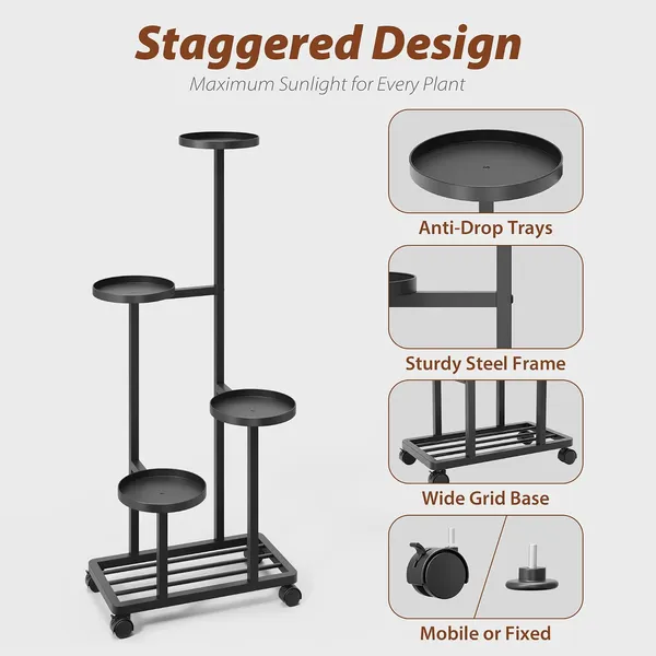 Weston_Crafts_4_Tier_Plant_Stand_Indoor,_Tall_Metal_Plant_Rack_with_Wheels_Corner_Plant_Rack_with_Adjustable_Feet,_Multiple_Flower_Pot_Stand_for_Patio_Garden_Porch_Living_Room_Balcony_Entryway,_Black