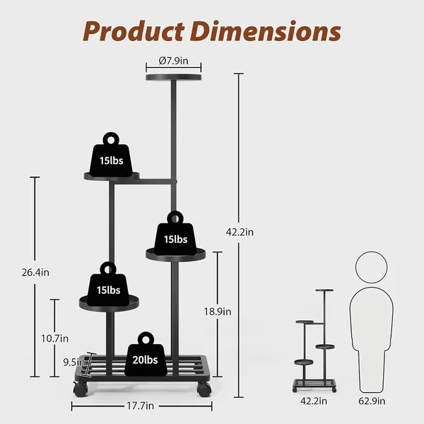 Weston_Crafts_4_Tier_Plant_Stand_Indoor,_Tall_Metal_Plant_Rack_with_Wheels_Corner_Plant_Rack_with_Adjustable_Feet,_Multiple_Flower_Pot_Stand_for_Patio_Garden_Porch_Living_Room_Balcony_Entryway,_Black