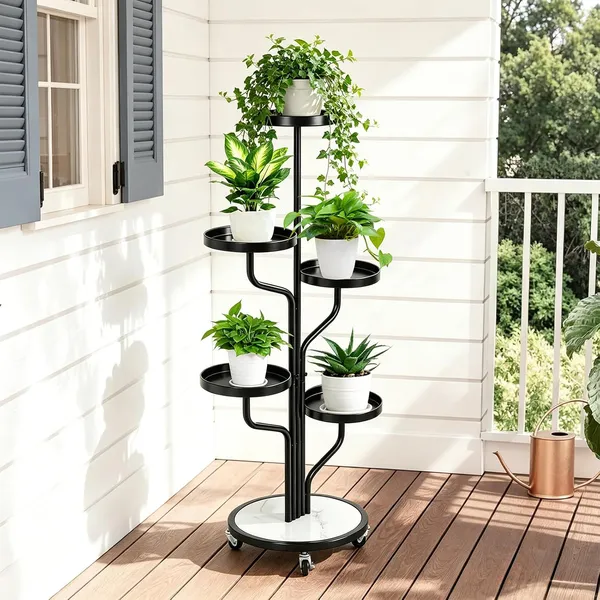 Weston_Crafts_5_Tier_Plant_Stand_with_Wheels_Outdoor_Indoor_Tall,_Metal_Flower_Shelf_for_Garden,_Patio,_Window,_Rolling_Corner_Rack_for_Displaying_Multiple_Plants,_Black