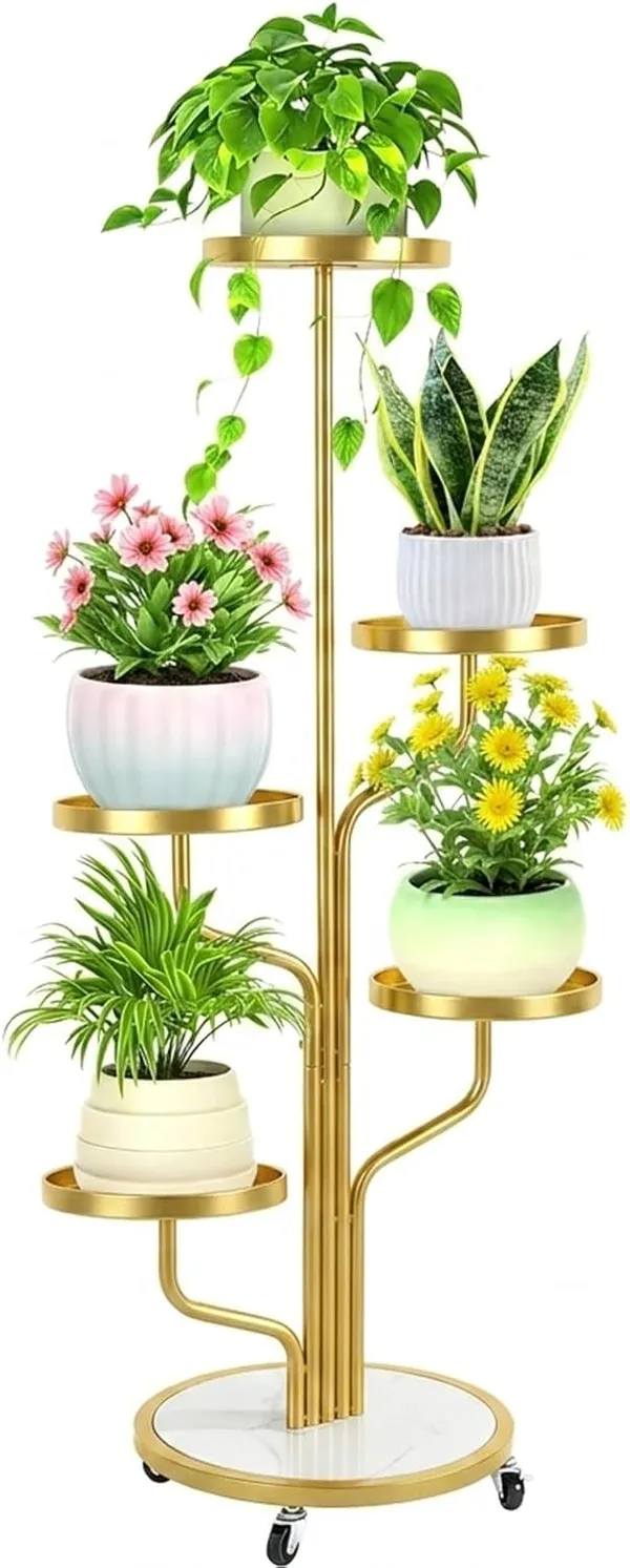 Weston_Crafts_5_Tier_Tall_Plant_Stand_Indoor,_Corner_Plant_Display_for_Living_Room_Patio_Movable_on_Lockable_Wheels,_Metal,_7"_Trays,_45"_Tall,_Space-Saving_Vertical_Design,_Multi-Tier_Plant_Organization