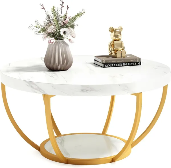 Weston_Crafts_Coffee_Tables_for_Living_Room,_2-Tier_Golden_Metal_Legs_Accent_Center_Table_with_Open_Storage_Modern_Design_Home_Furniture_(White_and_Gold)