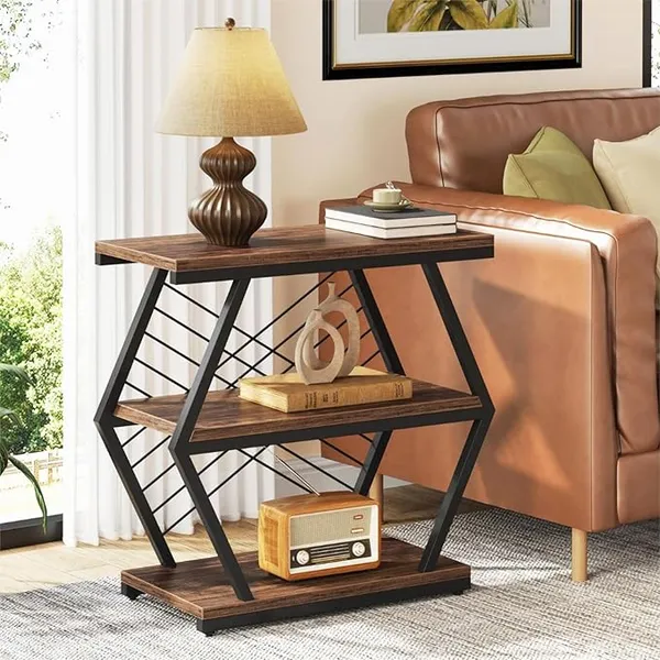 Weston_Crafts_End_Table,_Industrial_Side_Table_with_3_Storage_Shelves,_Wood_Sofa_Side_Table_with_Geometric_Metal_Frame,_Bedside_Table_for_Living_Room,_Bedroom