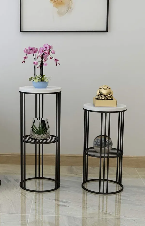 Weston_Crafts_Flower_Stand_2-Tier_Plant_Stand_Flower_Floor_Wrought_Iron_Simple_Shelf_Holder_Display_Rack_Potholder_Indoor_for_Living_Room_Bedroom_Sofa