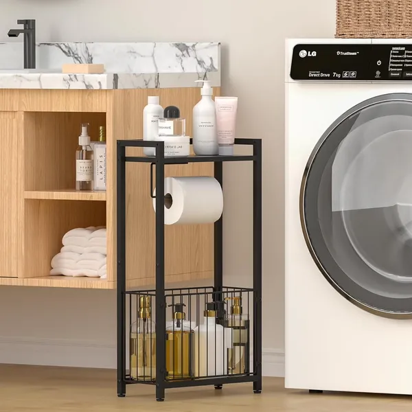 Weston_Crafts_Freestanding_Toilet_Paper_Holder_with_Storage_Shelf_–_Bathroom_Tissue_Stand_with_Space_for_Phone,_Tablet,_and_Magazines_–_All-in-One_Toilet_Roll_Dispenser_and_Organizer