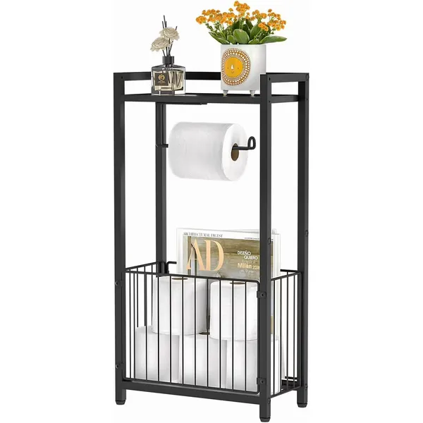 Weston_Crafts_Freestanding_Toilet_Paper_Holder_with_Storage_Shelf_–_Bathroom_Tissue_Stand_with_Space_for_Phone,_Tablet,_and_Magazines_–_All-in-One_Toilet_Roll_Dispenser_and_Organizer