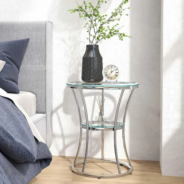 Weston_Crafts_Glass_End_Table,_2_Tier_Side_Table_with_Shelf,_Modern_End_Table_with_Tempered_Glass,_Silver_End_Tables_Living_Room,_Home&Office,