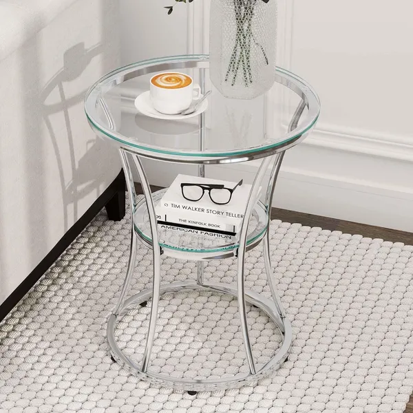 Weston_Crafts_Glass_End_Table,_2_Tier_Side_Table_with_Shelf,_Modern_End_Table_with_Tempered_Glass,_Silver_End_Tables_Living_Room,_Home&Office,