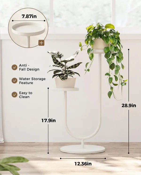 Weston_Crafts_Metal_Plant_Stand_Indoor_Corner_Plant_Stands_2_Tier_Plant_Shelf_for_Tall_Plant_Holder_Black_Plant_Shelves_for_Living_Room_Bedroom_Midcentury_Modern_Home_Decor(White)