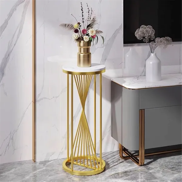 Weston_Crafts_Metal_Plant_Stand,_Black_Side_Tables_Tall_Golden_Flower_Pot_Holder_Space_Saving_Corner_Furniture_Accent_Side_Table_for_Living