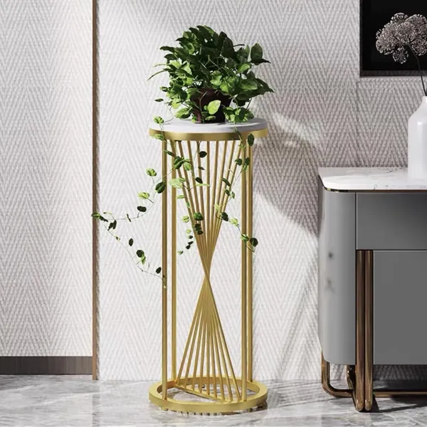 Weston_Crafts_Metal_Plant_Stand,_Black_Side_Tables_Tall_Golden_Flower_Pot_Holder_Space_Saving_Corner_Furniture_Accent_Side_Table_for_Living