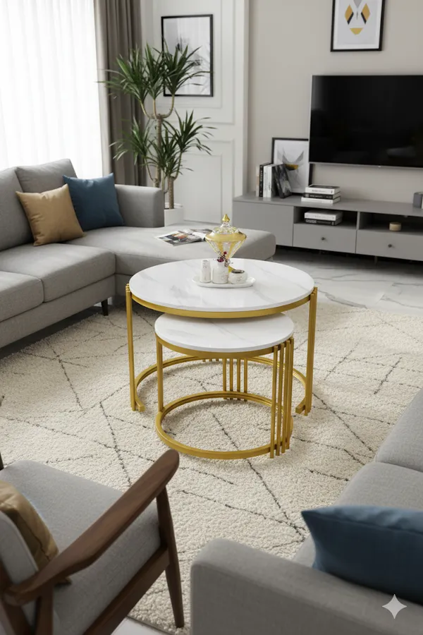 Weston_Crafts_Modern_Nesting_Coffee_Table_Set_-MIka_MDF_TOP___&_Gold_Metal_Base_|_Set_of_2_Stackable_Round_Accent_Tables_for_Living_Room