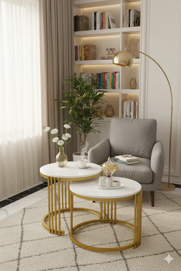 Weston_Crafts_Modern_Nesting_Coffee_Table_Set_-MIka_MDF_TOP___&_Gold_Metal_Base_|_Set_of_2_Stackable_Round_Accent_Tables_for_Living_Room