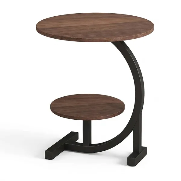 Weston_Crafts_Modern_Round_Side_Table_with_Storage_Shelf,_C-Shaped_End_Table,_Wooden_Accent_Table_for_Living_Room,_Bedroom,_Sofa_Side,_Small_Space_Furniture,_Walnut_Finish
