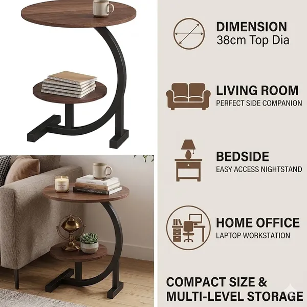 Weston_Crafts_Modern_Round_Side_Table_with_Storage_Shelf,_C-Shaped_End_Table,_Wooden_Accent_Table_for_Living_Room,_Bedroom,_Sofa_Side,_Small_Space_Furniture,_Walnut_Finish