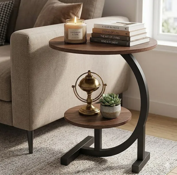 Weston_Crafts_Modern_Round_Side_Table_with_Storage_Shelf,_C-Shaped_End_Table,_Wooden_Accent_Table_for_Living_Room,_Bedroom,_Sofa_Side,_Small_Space_Furniture,_Walnut_Finish