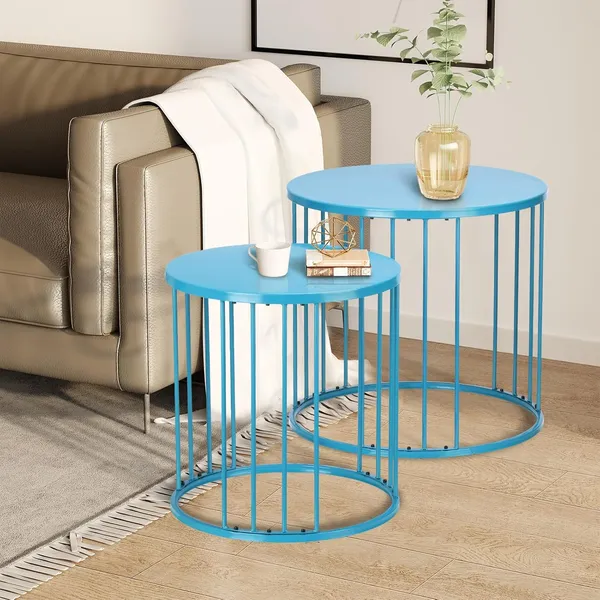 Weston_Crafts_Outdoor_Side_Table_Set_of_2,_Metal_Circle_Accent_End_Tables_for_Balcony_Backyard_Garden_Indoor_Living_Room,_Durable_skyblue_Nesting_Coffee_Tables,_18”+15”_Dia