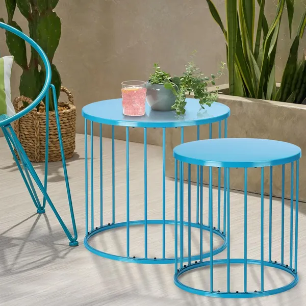 Weston_Crafts_Outdoor_Side_Table_Set_of_2,_Metal_Circle_Accent_End_Tables_for_Balcony_Backyard_Garden_Indoor_Living_Room,_Durable_skyblue_Nesting_Coffee_Tables,_18”+15”_Dia
