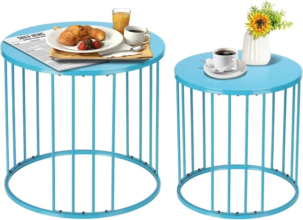Weston_Crafts_Outdoor_Side_Table_Set_of_2,_Metal_Circle_Accent_End_Tables_for_Balcony_Backyard_Garden_Indoor_Living_Room,_Durable_skyblue_Nesting_Coffee_Tables,_18”+15”_Dia