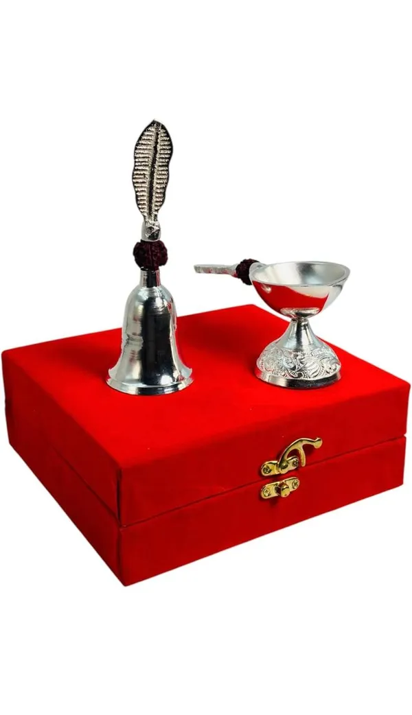 Weston_Crafts_Premium_Silver-Plated_Pooja_Gift_Set_|_Includes_Feather-Design_Hand_Bell_(Ghanti)_&_Decorative_Diya_|_Comes_in_Elegant_Red_Velvet_Presentation_Box_|_Ideal_for_Home_Mandir,_Diwali,_Weddings_&_Spiritual_Gifting