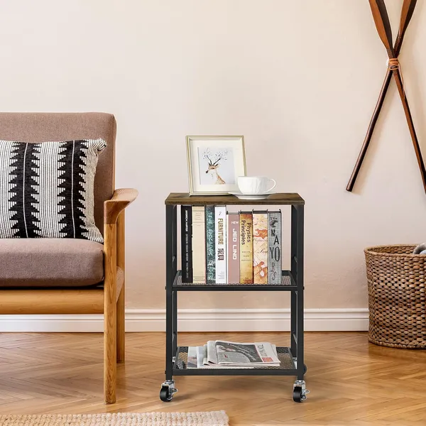 Weston_Crafts_Small_Nightstand_Industrial_Square_End_Table_with_Storage_Shelf_Farmhouse_Sofa_Side_Table_for_Small_Spaces,_Narrow_Bedside_Table_for_Living_Room_Bedroom,_Stable_Metal_Frame,_Rustic_Brown