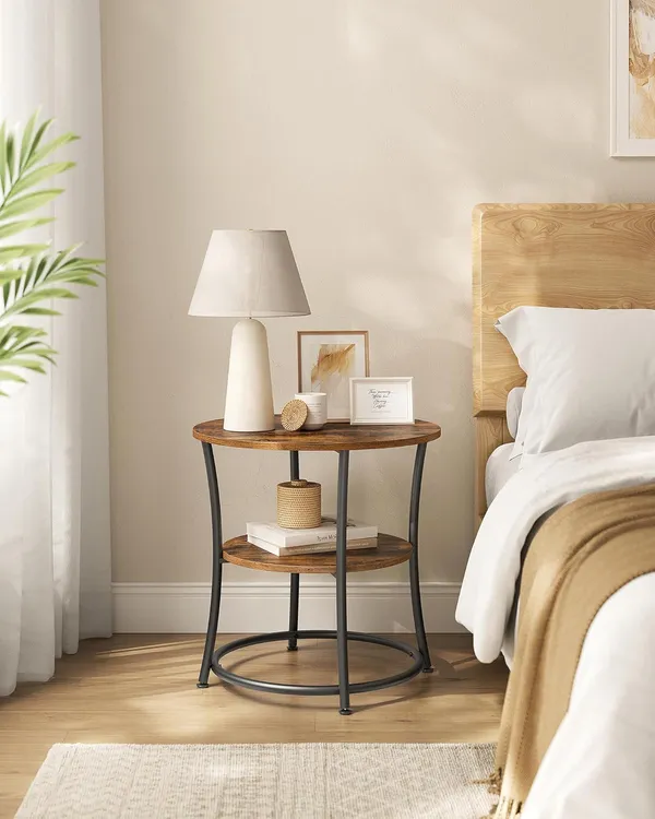 Weston_Crafts__2-Tier_End_Table,_Nightstand_with_Steel_Frame,_Spacious_Top,_for_Small_Spaces,_Living_Room,_Bedroom,_Rustic_Brown_and_Ink_Black