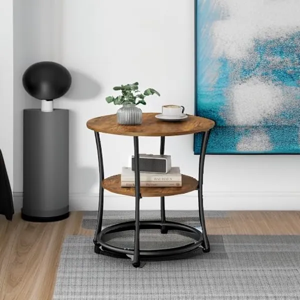 Weston_Crafts__2-Tier_End_Table,_Nightstand_with_Steel_Frame,_Spacious_Top,_for_Small_Spaces,_Living_Room,_Bedroom,_Rustic_Brown_and_Ink_Black