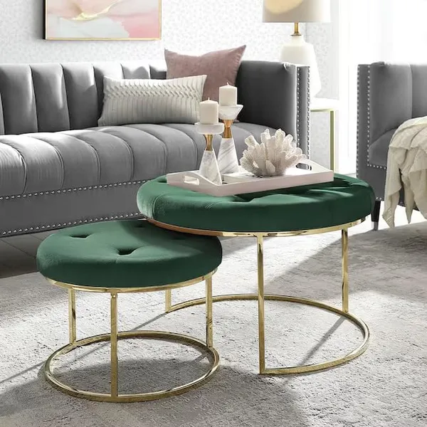 Weston_Crafts__Large_Round_2_Coffee_Table_for_Living_Room,_Button_Tufted_Cocktail_Ottoman_Coffee_Table_with_Velvet_Padded_Seat_Upholstered_Farmhouse_(Dark_Green)