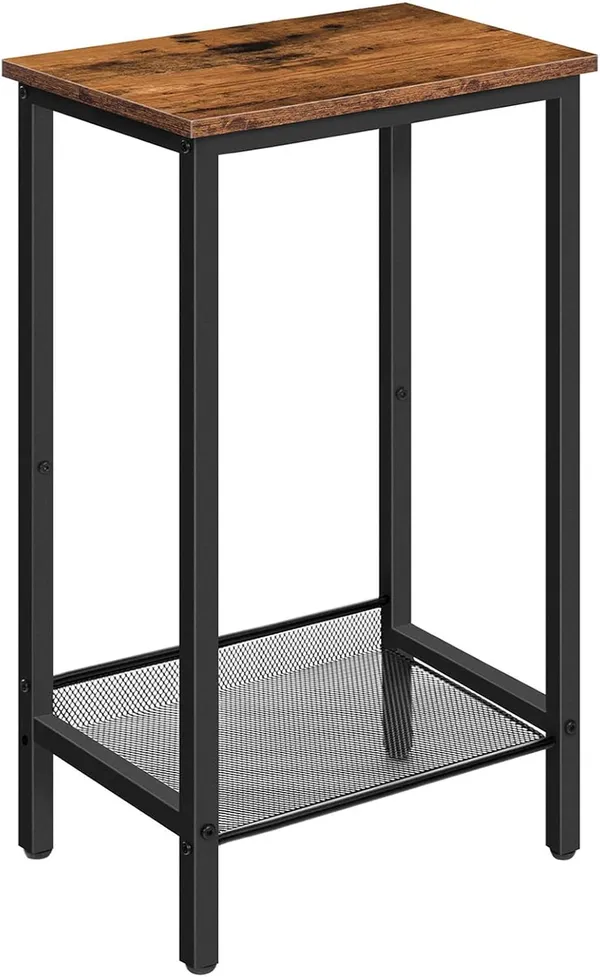 Weston_Crafts__Side_Table,_Industrial_End_Telephone_Table_with_Adjustable_Mesh_Shelves,_for_Living_Room,_Bedroom,_Entryway,_Office,_Rustic_Brown_and_Black