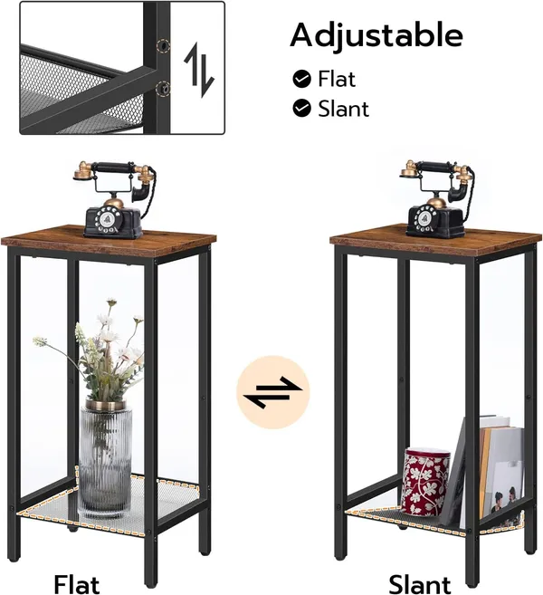 Weston_Crafts__Side_Table,_Industrial_End_Telephone_Table_with_Adjustable_Mesh_Shelves,_for_Living_Room,_Bedroom,_Entryway,_Office,_Rustic_Brown_and_Black