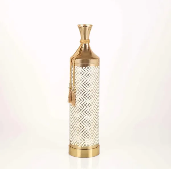Weston__Crafts_Premium_Gold-Finished_Decorative_Metal_Vase_|_Elegant_Floor_or_Tabletop_Flower_Vase_with_Lattice_Pattern_&_Tassel_Detail_|_Modern_Home_Decor_for_Living_Room,_Office,_or_Festive_Gifting_(White_&_Gold)