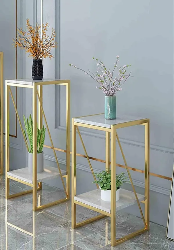 Gold_Side_Table_Corner_Tables_Compact_Metal_Plant_Stand_Flower_Pot_Holder_For_Clinic_Entrance