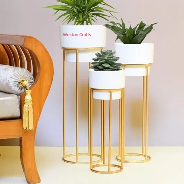 White_Weston_Crats_modern_metal_decorative_floor-standing_white_and_gold_indoor-outdoor_plant_stand_with_a_pot.